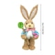thumbnail image 2 of Easter Decorations Easter Straw Bunny Figurine, 14" Handmade Straw Bunny with Carrot Figurine, Easter Rabbits Tabletop Statues, Cute Photo Props Gifts, Easter Decorations for Home (G), 2 of 5