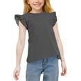 thumbnail image 1 of Zpanxa Girls Summer Shirts Solid Color Ruffle Sleeve Crew Neck Casual Tee With Polyester Spandex 10 Years, 1 of 6