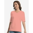 thumbnail image 5 of Women's Short Sleeve V Neck Casual Basic Solid Color Pullover Lightweight Soft Knit T-Shirt Tops, 5 of 5