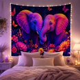 thumbnail image 2 of Floral Garden Elephants with Facing Each Other Their, Mystical Fantasy for Space Lovers, Galaxy Room Decor, Mother'S Day Gift, Tapestry Wall Hanging for Bedroom and Dorm, 2 of 7