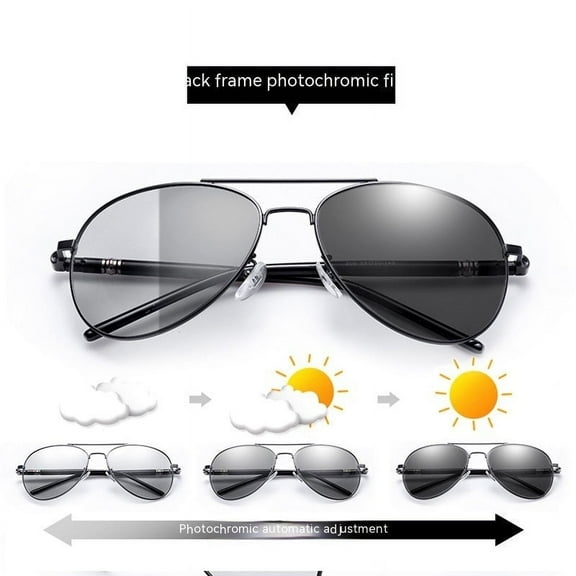 Men's Polarized Sunglasses Color Changing Day and Night Aviator Sunglasses with TAC Polarized Lens and Alloy Frame for