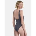 thumbnail image 4 of No Boundaries Women's Sculpting Scoop Neck One Piece Swimsuit, Sizes XXS- XXL, 4 of 5