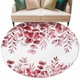thumbnail image 2 of Round Area Rug 6 Ft, Red Eucalyptus Leaves Washable Non-Slip Circle Carpet for Living Room/Bedroom, Spring Summer Botanical Low-Profile Indoor Mats Collection Rugs for Residential, 2 of 7