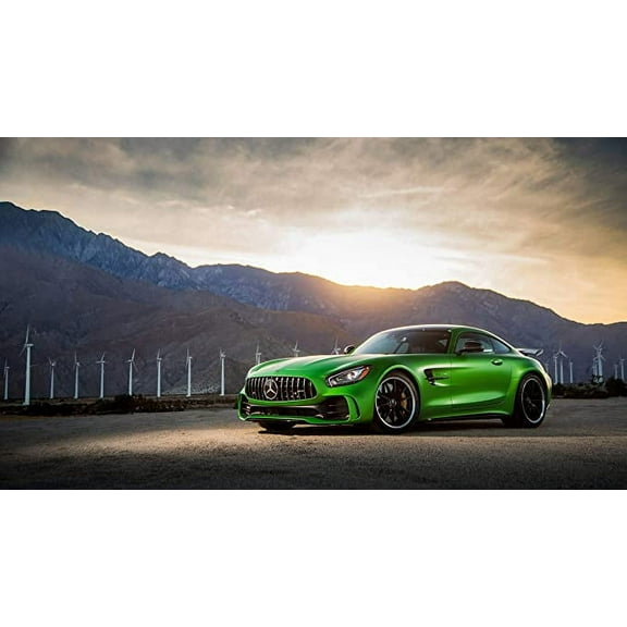 Iconic Arts Supercar Laminated 24x36 Poster: Mercedes AMG GT-R Green Luxury Car