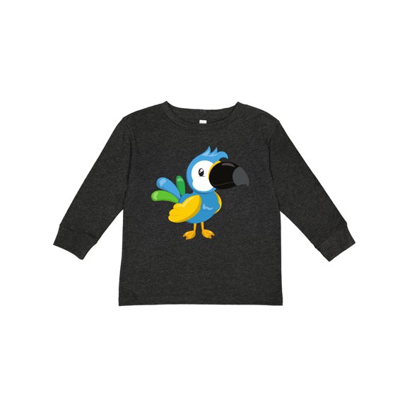 Inktastic Colorful Parrot, Tropical Parrot, Cute Parrot Boys or Girls Long Sleeve Toddler T-Shirt
