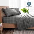 thumbnail image 3 of Bare Home Ultra-Soft Sheet Set - Premium 1800 Collection - Deep Pockets - 4-Pieces - Queen, Modern Plaid - Gray/White, 3 of 8