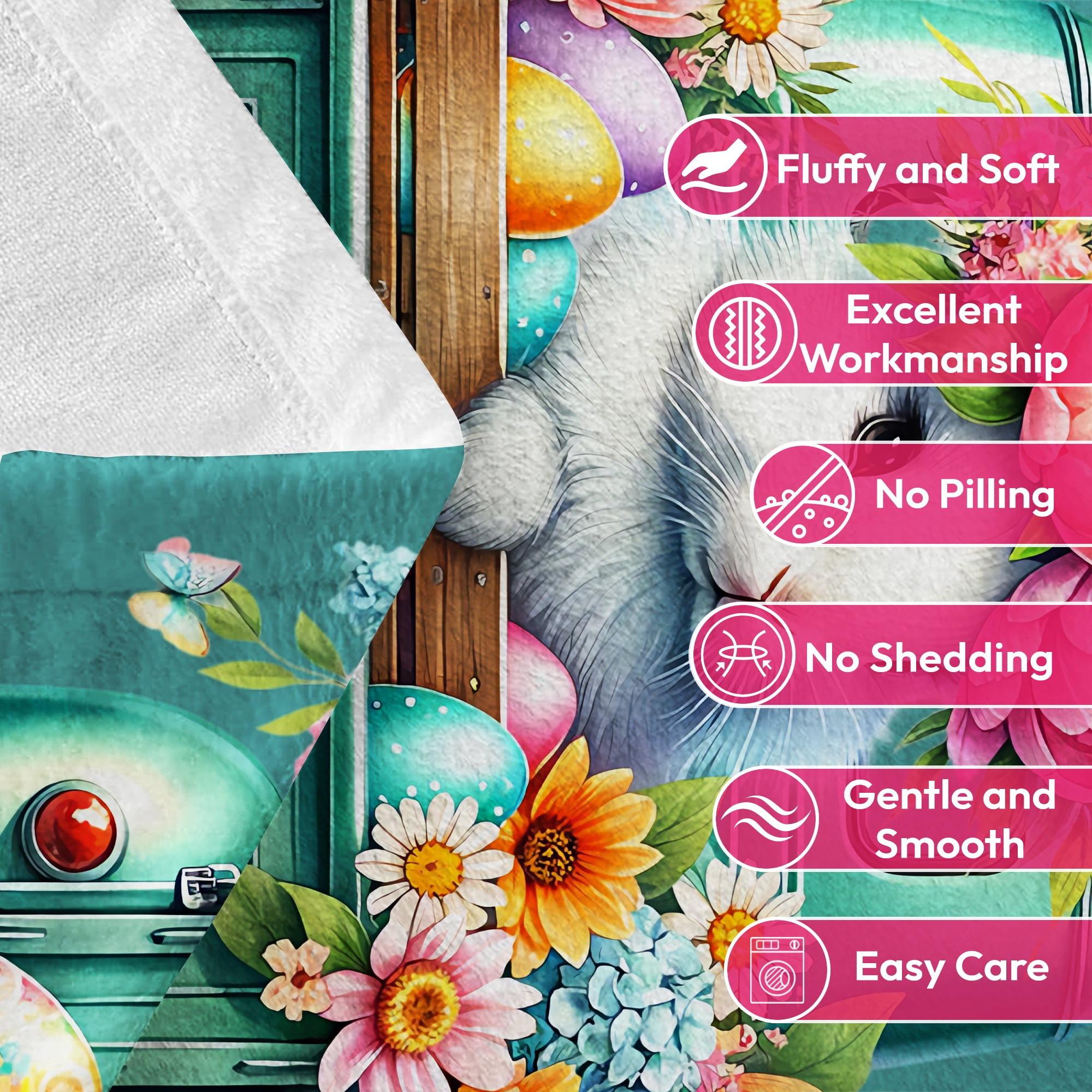 Easter Throw Blanket, Warm Fleece Flannel Bed Blanket, Lightweight Easter Blanket for Sofa Bed Couch 50"x60"