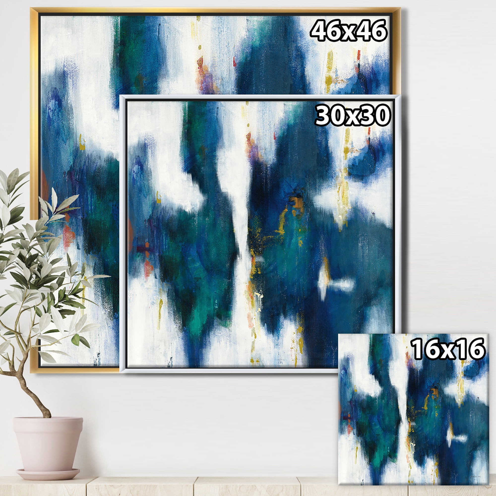 Designart ' Blue Glam Texture I ' Contemporary Framed Canvas