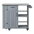 thumbnail image 5 of Harper & Bright Designs Outdoor Kitchen Island with Wheels, Patio Kitchen Cart with Stainless Steel Top, Portable Prep Station with Storage Drawer and Towel and Spice Racks for Garden Backyard, Grey, 5 of 19