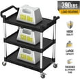 thumbnail image 4 of Ktaxon 3-Tier Plastic Rolling Service Utility Cart with Wheels, Heavy Duty 390lbs Capacity Garage Tool Cart Foodservice Cart for Warehouse Office Home Restaurant Kitchen Office, 4 of 8