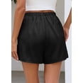 thumbnail image 3 of SHEWIN Womens Shorts Silk Lace Elastic Waist Pajama Bottoms Satin Shorts for Women Cute Summer Ruffle Pants with Pockets, 3 of 8