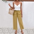 thumbnail image 2 of RYDCOT Women's Casual Cotton Linen Pants Elastic Waist Drawstring Solid Color Lounge Pants with Pockets Yellow, 2 of 7