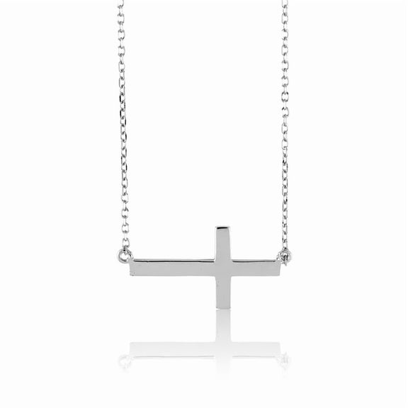 TheJewelryHut Fancy Designer Sterling Silver Sideways Cross Necklace