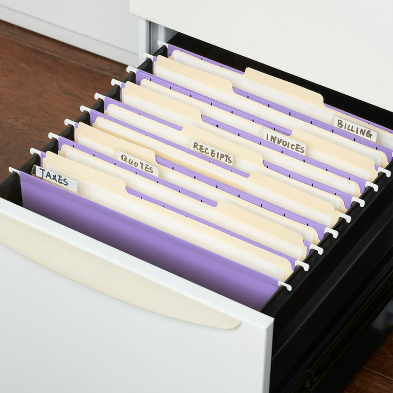 STAPLES Hanging File Folders, 5 Tab, Letter Size, Purple, Durable