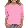 thumbnail image 1 of Hauts pour Filles Décontractés Chandail Léger en Tricot Col Rond Manches 3/4 Chandail Confortable pour Usage Quotidien et Activités Extérieures 5-13 Ans, 1 of 4