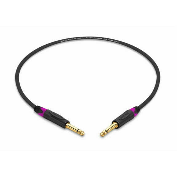 6 inch -Mogami 2524 Instrument Cable| 1/4" TS to TS| Neutrik Gold | Violet Boots