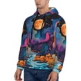 thumbnail image 3 of Pofeuu Fantasy Cosmic Landscape Print Mens Casual Hooded Collar Drawstring Hoodies Pullover Sweatshirts Casual Long Sleeve Shirts-Medium, 3 of 7
