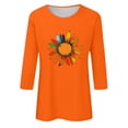 thumbnail image 4 of Wanfds Orange Ladies Tops Short Sleeve Round Neck Three-Quarter Sleeve Top S, 4 of 5