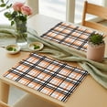 thumbnail image 6 of Orange Black Plaid Placemats for Dinning Table Set of 6, Farmhouse Orange Black Checkered Burlap Kitchen Place Mats Waterproof Cloth Table Mats, Indoor Outdoor Placemats Easy Clean Dinner Decor, 6 of 8