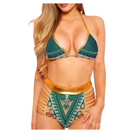 

Style Swimsuit Gold Waist Set Quality Retro Character Bikini Print High Swimwears Tankinis Set Fashion Swimwears Womens Sports Bra Swimsuit Top plus Size Bikini Tops for Women 3x