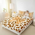 thumbnail image 4 of Homewish Kawaii Princess Ribbon Bed Sheets for Girls, Fashion Brown Leopard Print King Sheets, Cute Cartoon Sheet Set, Breathable Home Decor, 4 Pieces, 4 of 7