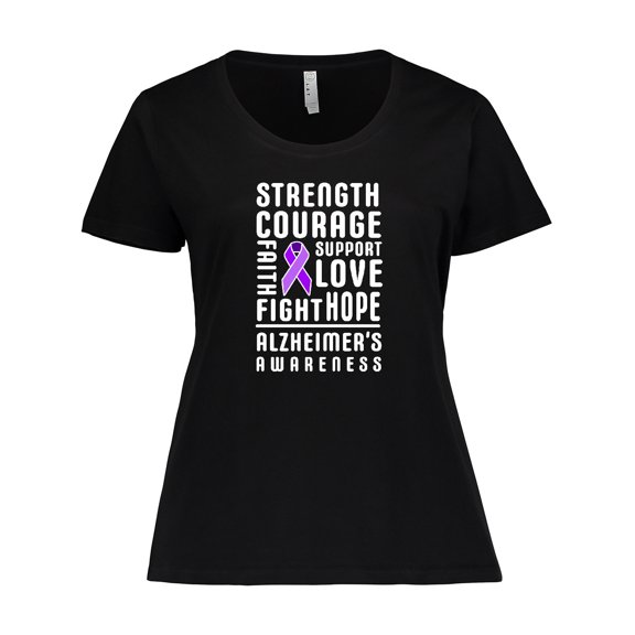 Inktastic Alzheimer's Awareness Strength Support and Courage Women's Plus Size T-Shirt