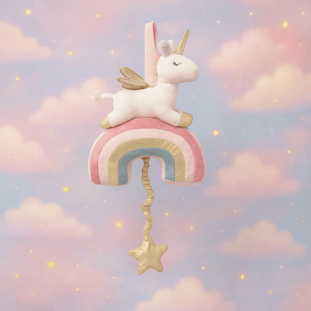 Plush Rainbow Unicorn Music Mobile