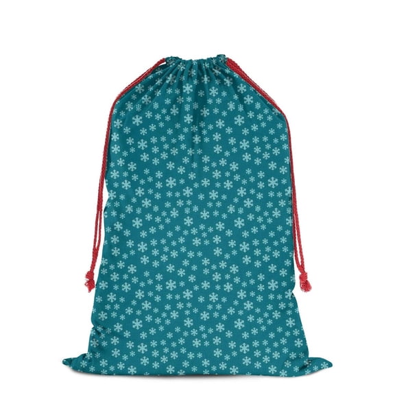 Christmas Bags Drawstring,Teal Christmas Snowflake Pattern Large Xmas Christmas Gift Bags,Reusable for Xmas and New Year Party Favors and Supplies,27.6" X 19.7"