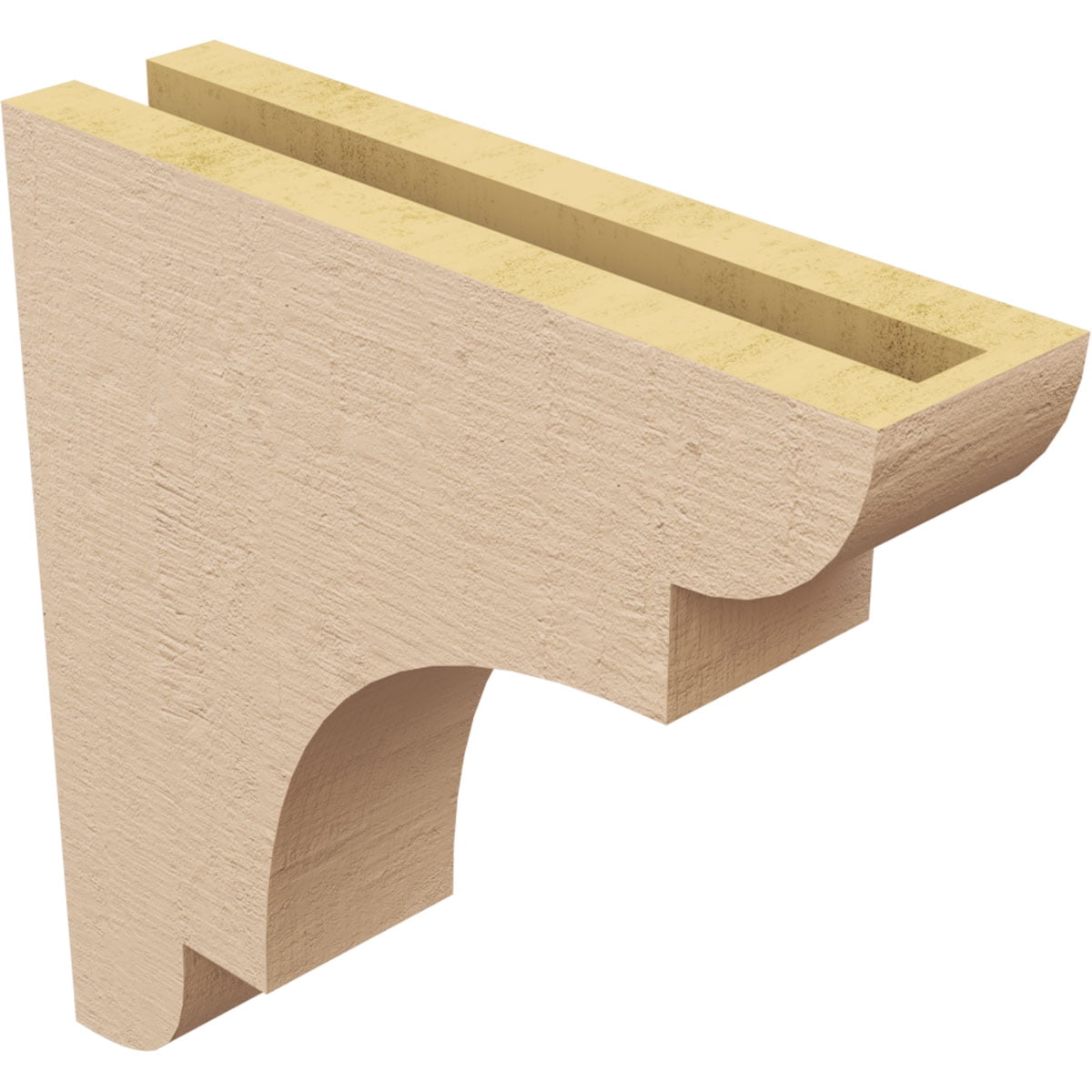 3"W x 12"D x 12"H Thin New Brighton Rough Cedar Woodgrain TimberThane Corbel, Primed Tan