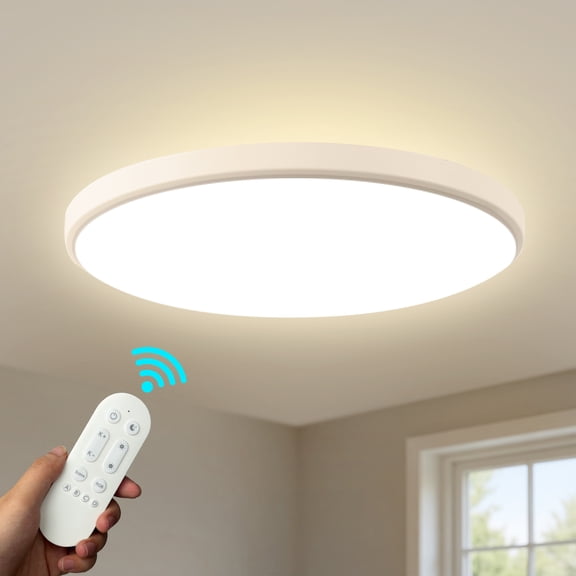 YANSUN 11.8 in Smart Ceiling Light 24W LED, RGB Dimmable Flush Mount with Music Sync, WiFi Bluetooth App & Remote Control, for Bedroom, Living Room, Kitchen