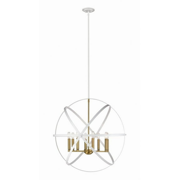 Z Lite 463-30HWH-OBR 28.5 x 30 in. Cavallo 8 Light Pendant, Hammered White & Olde Brass