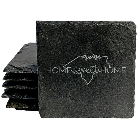 

Coasers Se of 5 Square 4 wih Home Swee Home Maine Design Perfec for Holidays Birhdays Housewarming Gifs She-Shed or Man Cave Made in Naural Chipped Edge