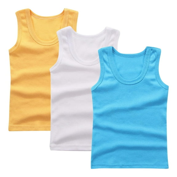 ZACPNCV 3PC Girls Tank Tops Cotton Sleeveless Undershirt Tank Tops Basic Shirts for Girls Kids Dancewear Beige 4-5 Years