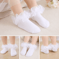 thumbnail image 6 of White Ruffle Socks Girls Socks Double Big Lace Socks Comfortable Frilly Pageant Dress Princess Style Socks Kids, 6 of 6