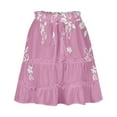 thumbnail image 5 of Deals of The Day Clearance kttectoa Cute Leisure Ruffle Lace-up Beach Skirts Summer Skirts Floral Graphic Skirts Elastic Mid Waist Mini Skirt for Ladies Casual Club, 5 of 6