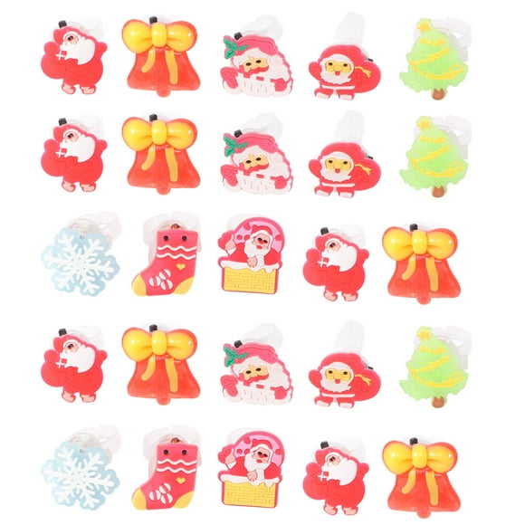 15 Pcs Bague de Doigt Créative de Noël Bagues Lumineuses Jouets Clignotants Cadeaux de Fête (Motif Aléatoire)