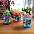 thumbnail image 6 of HemaKayy Decorative Planter Pot Set - Perfect for Small Plants - Colorful Design With Drainage Hole - Ideal for Home and Garden Decor - Set of 8 - Unique Marble Texture, 6 of 6