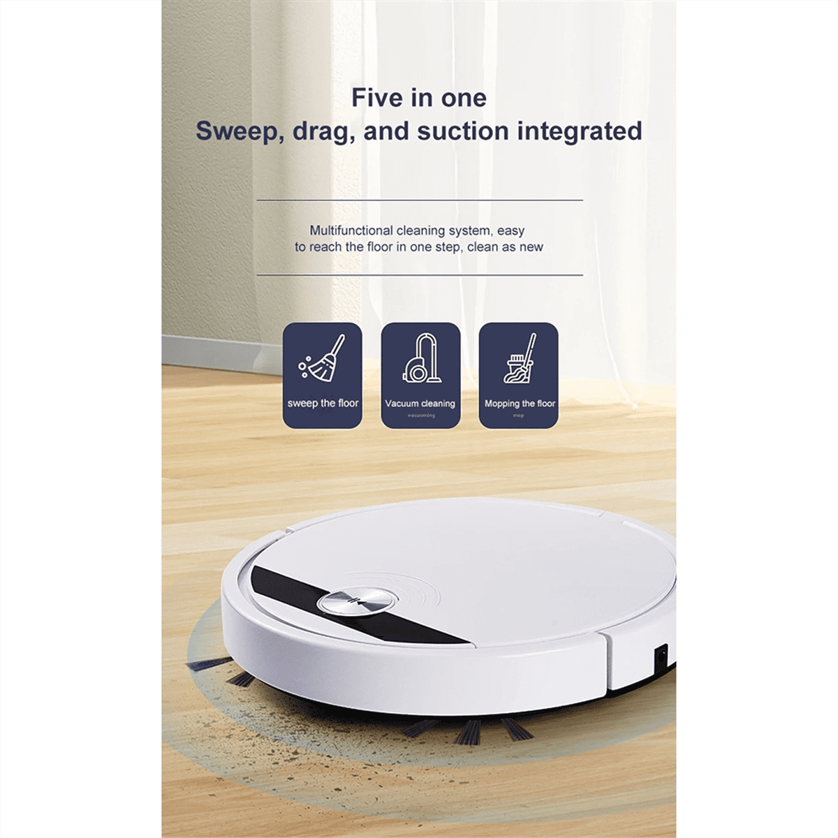 5-In-1 RS800 with Remote Control Super Quiet Smart Robot Vacuum Cleaner Wet&Dry Mopping Floor Home Appliance Black,B