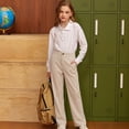 thumbnail image 4 of Lullu Boys School Uniform Pants Elastic Waist Straight Fit Dress Pants, Beige, Sizes 5-16, 4 of 7