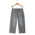 thumbnail image 5 of Womens Wide Leg Capris New Capri Jean for Women Summer Straight Leg Versatile Cropped Pants Fashion Frayed Hem Denim Capri Pants with Pocket Gray S, 5 of 9