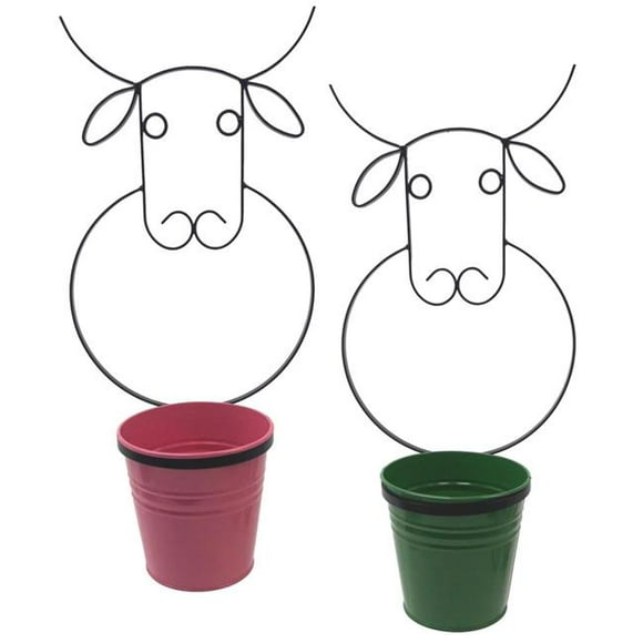 0356E HPK-SA S-2 Enameled Galvanized Steel Wall Planter with Iron Hanger - Set of 2