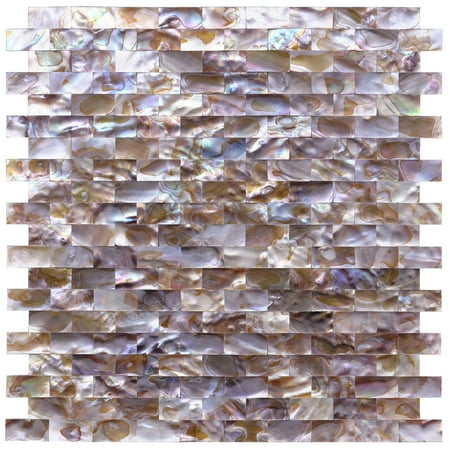 Art3d Rectangle Brown Seamless 12 in. x 12 in. Mother of Pearl Tile (1-Pack)