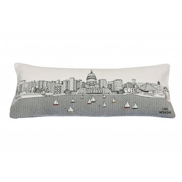 35" White Madison Daylight Skyline Lumbar Decorative Pillow