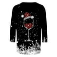 thumbnail image 5 of 2024 Christmas Shirts for Women Casual Red Wine Glass Graphic Tees Trendy 3/4 Sleeve Tops Xmas Holiday T-Shirt Ladies Cute Snowflake Crewneck Tunic Blouse,#9_Wine Glass_Black,X-Large, 5 of 5