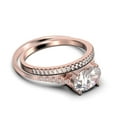 thumbnail image 2 of Dazzling Minimal Art Deco 2.00 Carat Oval Cut Diamond Moissanite Unique Engagement Ring, Wedding Ring, One Matching Band in 925 Sterling Silver With 18k Rose Gold Plating Gift For Woman, 2 of 4