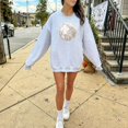 thumbnail image 4 of Volleyball Faux Glitter Sweatshirt for Women Trendy Girly Volleyball Fan Pullover Gray Sweatshirt Adult Large, 4 of 4