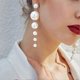 thumbnail image 1 of Women Earrings Pearls Long Dangle Ear Cuff Stud Earrings Eardrop Jewelry Gift For Wruas Women, 1 of 4