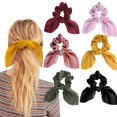 thumbnail image 1 of 6 uds. De coleteros para el pelo de satén, conejo de seda, lazo para oreja, lazo, moños, lazos elásticos para el pelo, bandas para coleta, accesorios para mujer, 1 of 5