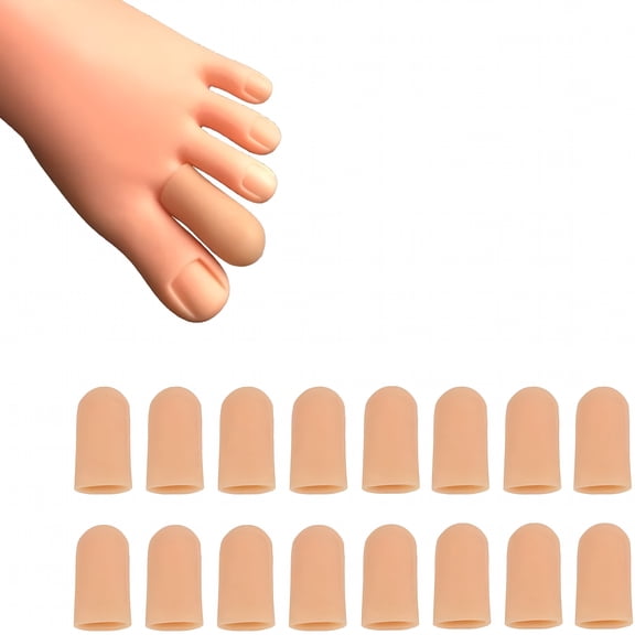 XIRQI 16 Pieces Gel Toe Caps, Silicone Toe Protector Toe Covers, Gel Toe Cushion to Protect Toe From Rubbing, Ingrown Toenails, Corns, Blisters, Hammer Toes and Other Painful Toe Problems (Beige)