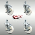 thumbnail image 2 of 4 Inch SS Nylon Wheel Swivel ½ Inch Threaded Stem Caster Set Brake SCC, 2 of 2